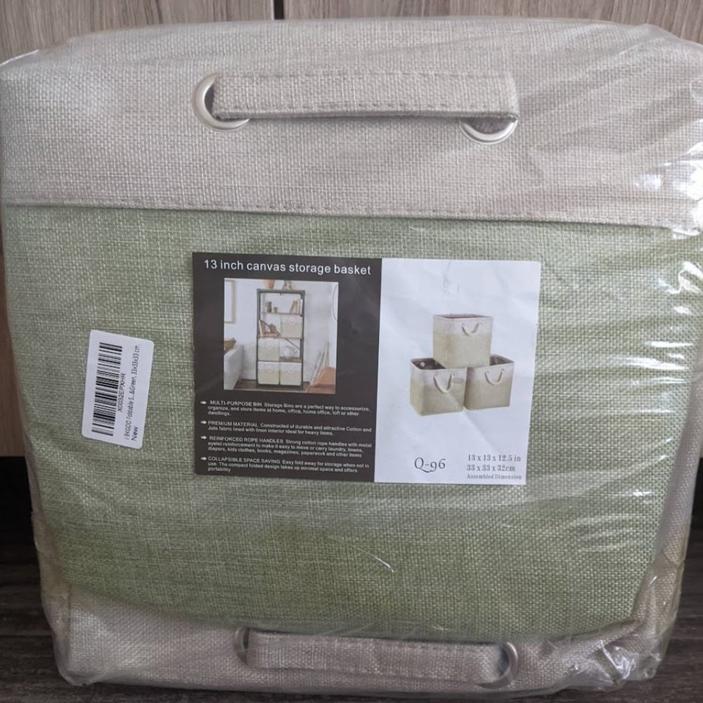 Temary Green Storage Baskets Fabric Cubes 13 Inch Storage Collapsible 2 Pack